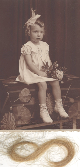 Sigrid at 5 with Shirley Temple-like hairloom
