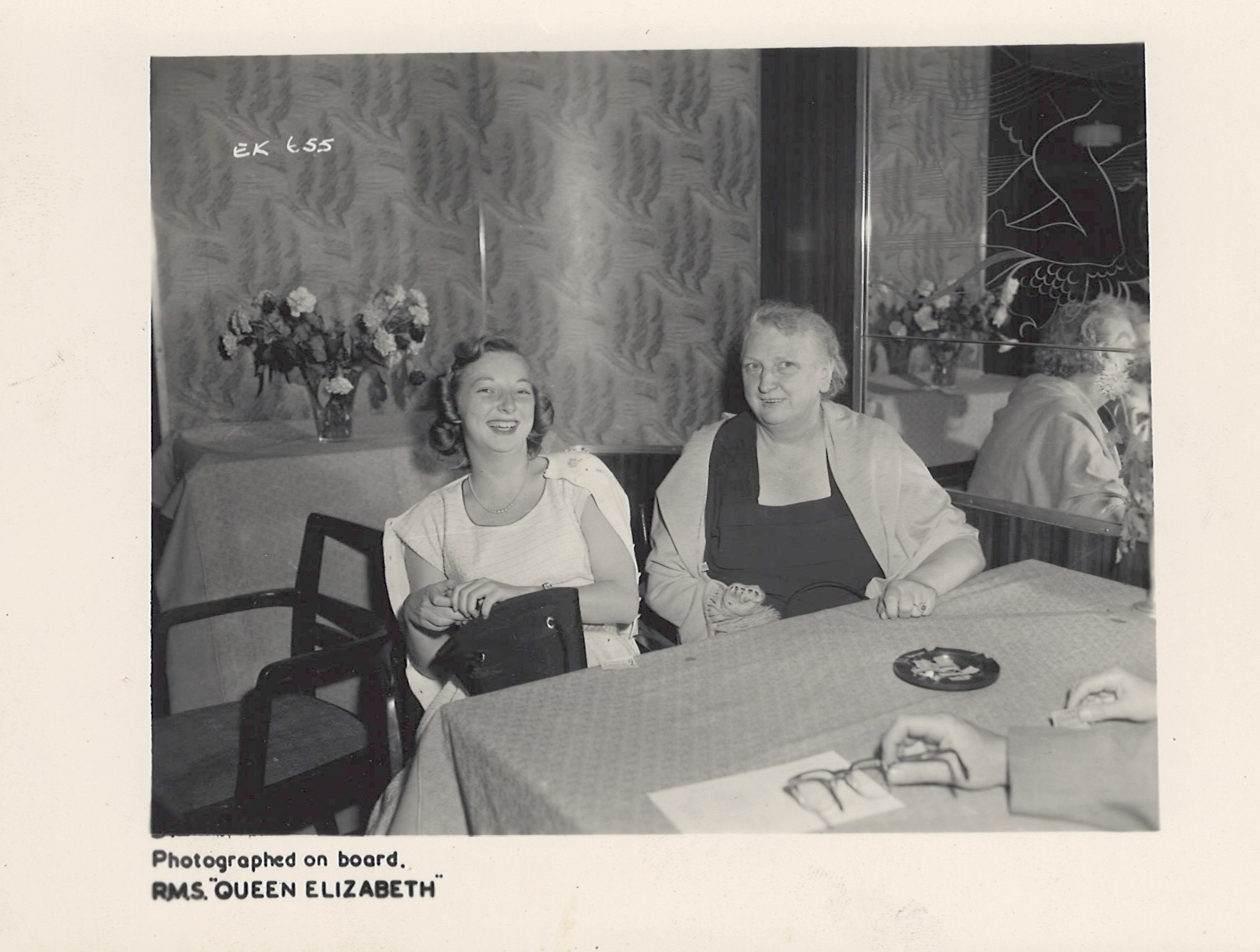 Sigrid with her mom on Queen Elizabeth 1963
